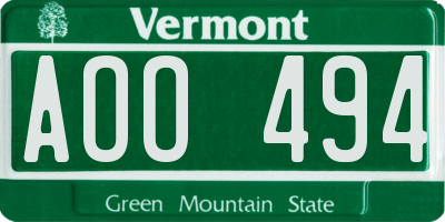 VT license plate AOO494