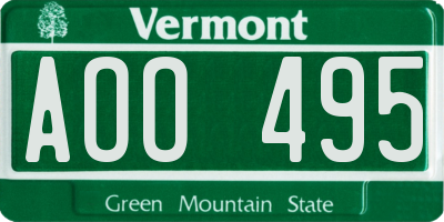 VT license plate AOO495