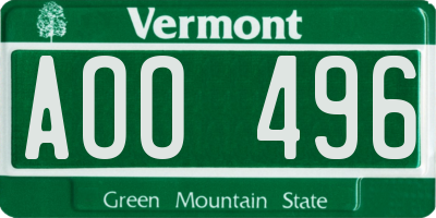 VT license plate AOO496