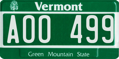 VT license plate AOO499