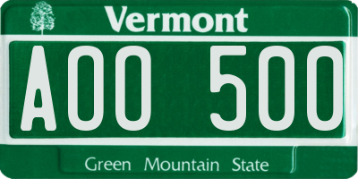VT license plate AOO500