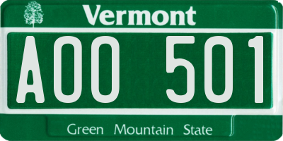 VT license plate AOO501