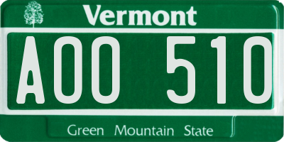 VT license plate AOO510