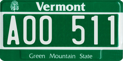VT license plate AOO511