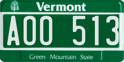 VT license plate AOO513