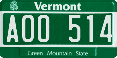 VT license plate AOO514