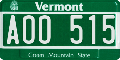 VT license plate AOO515