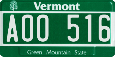 VT license plate AOO516