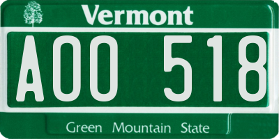 VT license plate AOO518