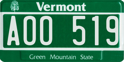VT license plate AOO519