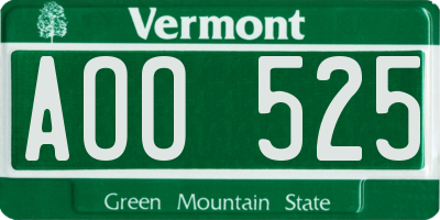 VT license plate AOO525
