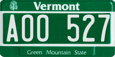 VT license plate AOO527