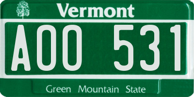 VT license plate AOO531