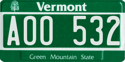 VT license plate AOO532
