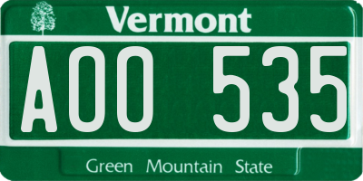 VT license plate AOO535