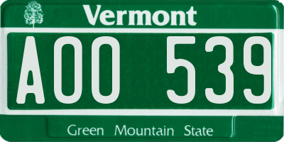 VT license plate AOO539