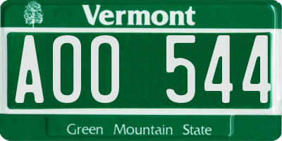 VT license plate AOO544