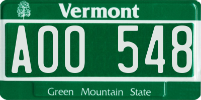 VT license plate AOO548