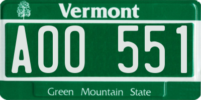 VT license plate AOO551