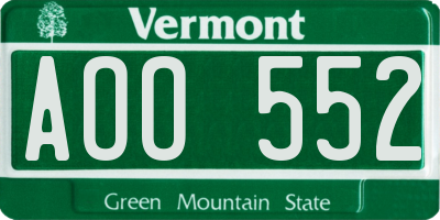VT license plate AOO552