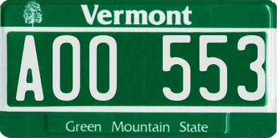 VT license plate AOO553