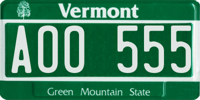 VT license plate AOO555