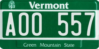 VT license plate AOO557