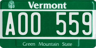 VT license plate AOO559