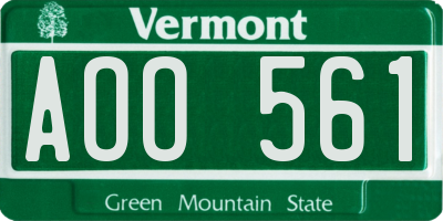 VT license plate AOO561