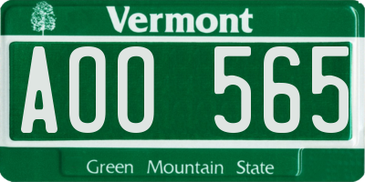 VT license plate AOO565