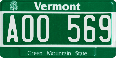 VT license plate AOO569