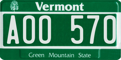 VT license plate AOO570
