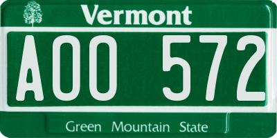 VT license plate AOO572