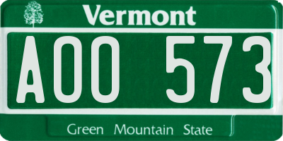 VT license plate AOO573