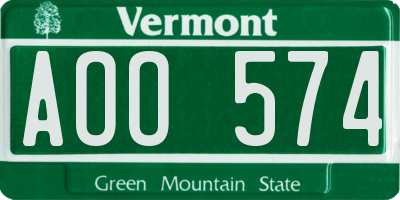 VT license plate AOO574