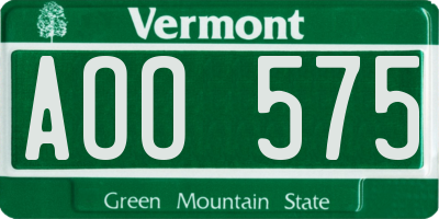 VT license plate AOO575