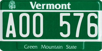 VT license plate AOO576