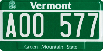 VT license plate AOO577