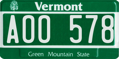 VT license plate AOO578