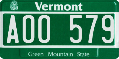 VT license plate AOO579