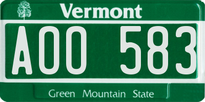 VT license plate AOO583