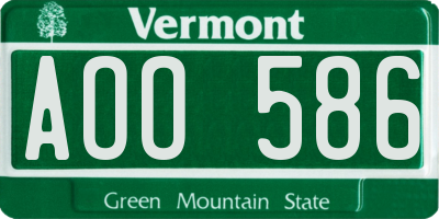 VT license plate AOO586