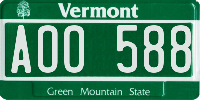 VT license plate AOO588