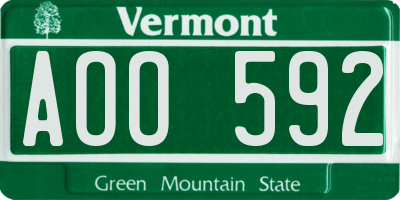 VT license plate AOO592