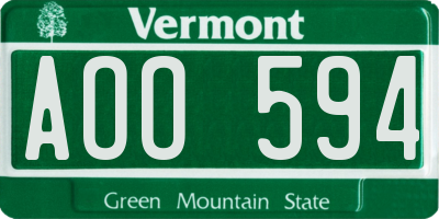 VT license plate AOO594