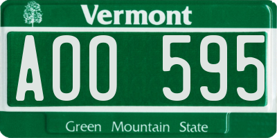 VT license plate AOO595