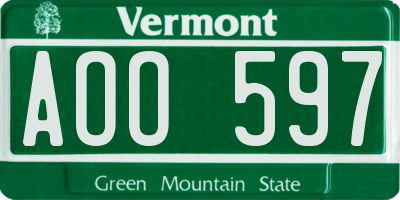 VT license plate AOO597