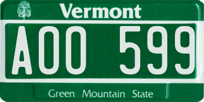 VT license plate AOO599