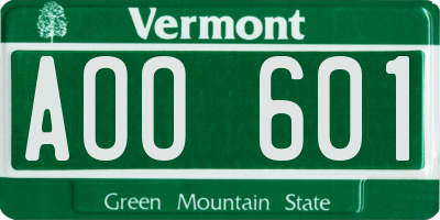 VT license plate AOO601