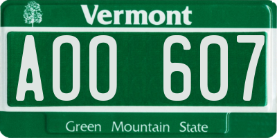 VT license plate AOO607